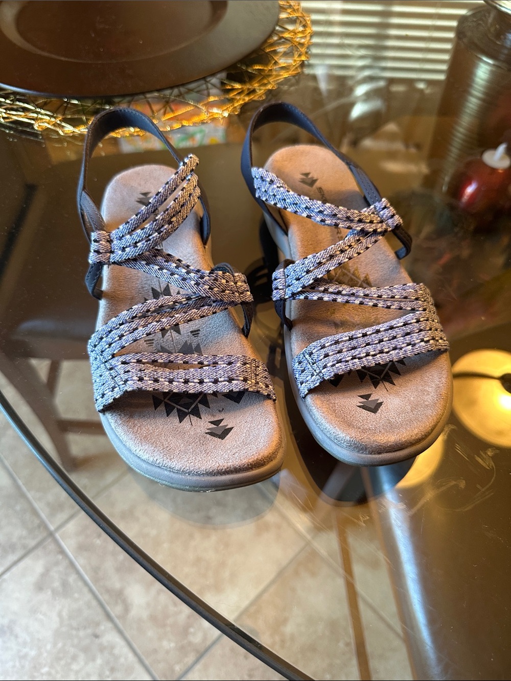 Skechers Women's Strappy Sandals in Heather Gray and Blue